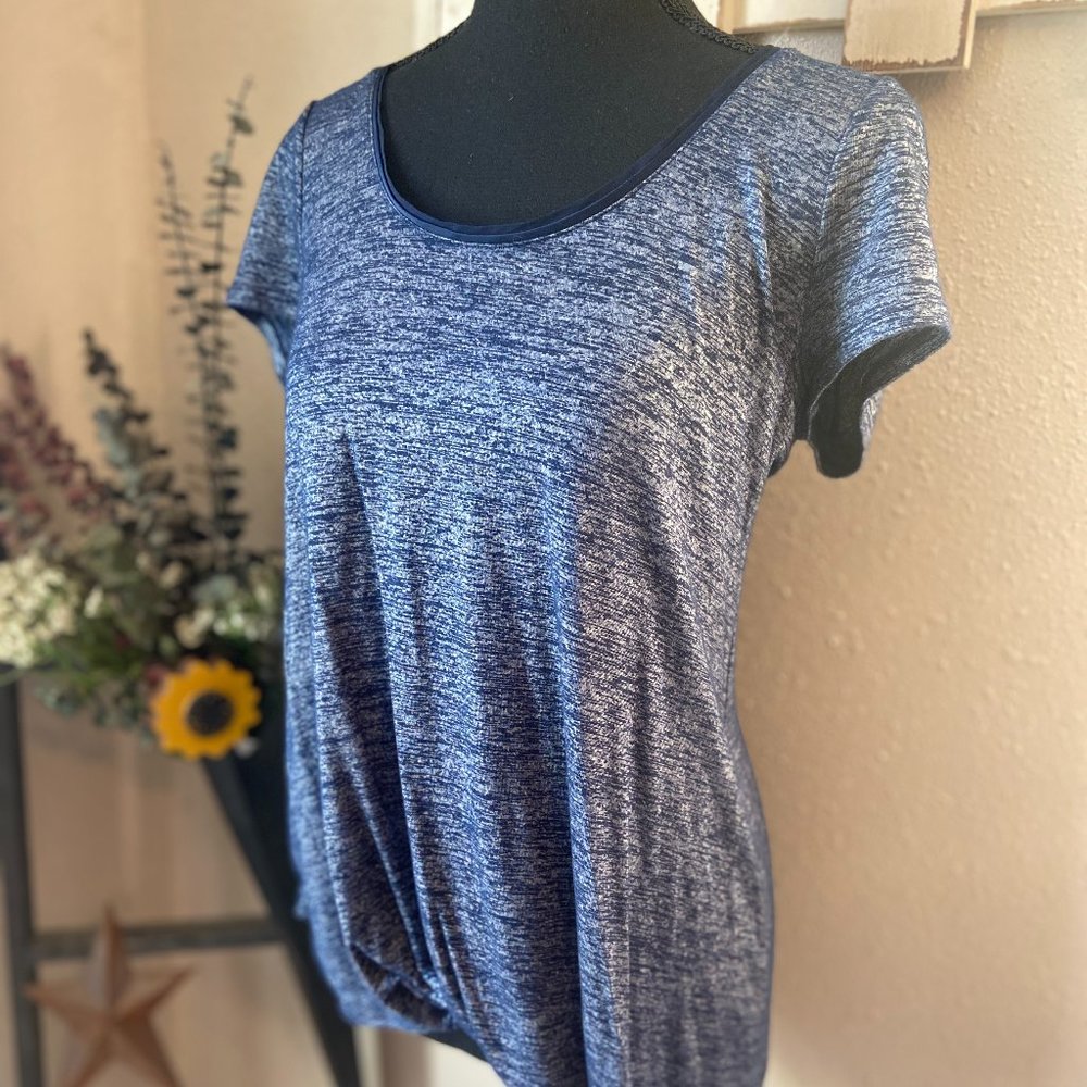 4/$20 WHBM White House Black Market Asymmetrical Navy/Grey Casual T-Shirt S